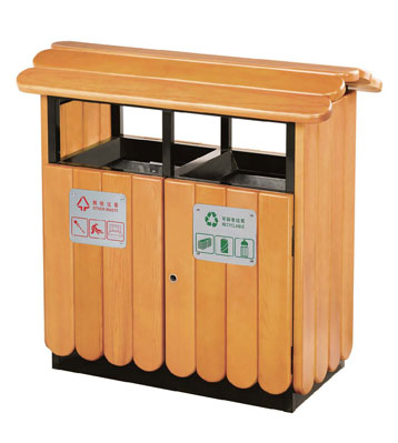 G43屋形鋼木分類垃圾箱