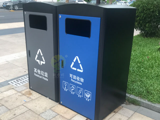 深圳兩分類箱體套桶-道路240升兩分類垃圾桶罩